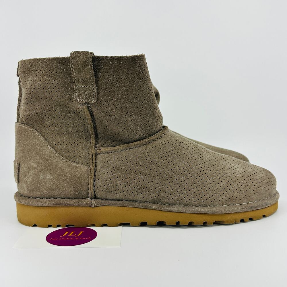 UGG Women's Classic Unlined Mini Perf Ankle Boots Tawny Gray 1016852 Size 9